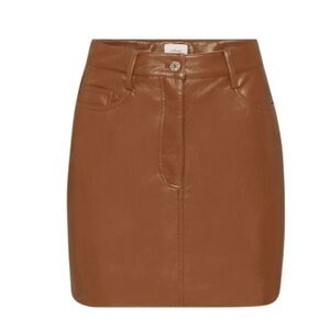 Aritzia Wilfred Chemistry Skirt Faux Leather Mini Skirt in Cognac
